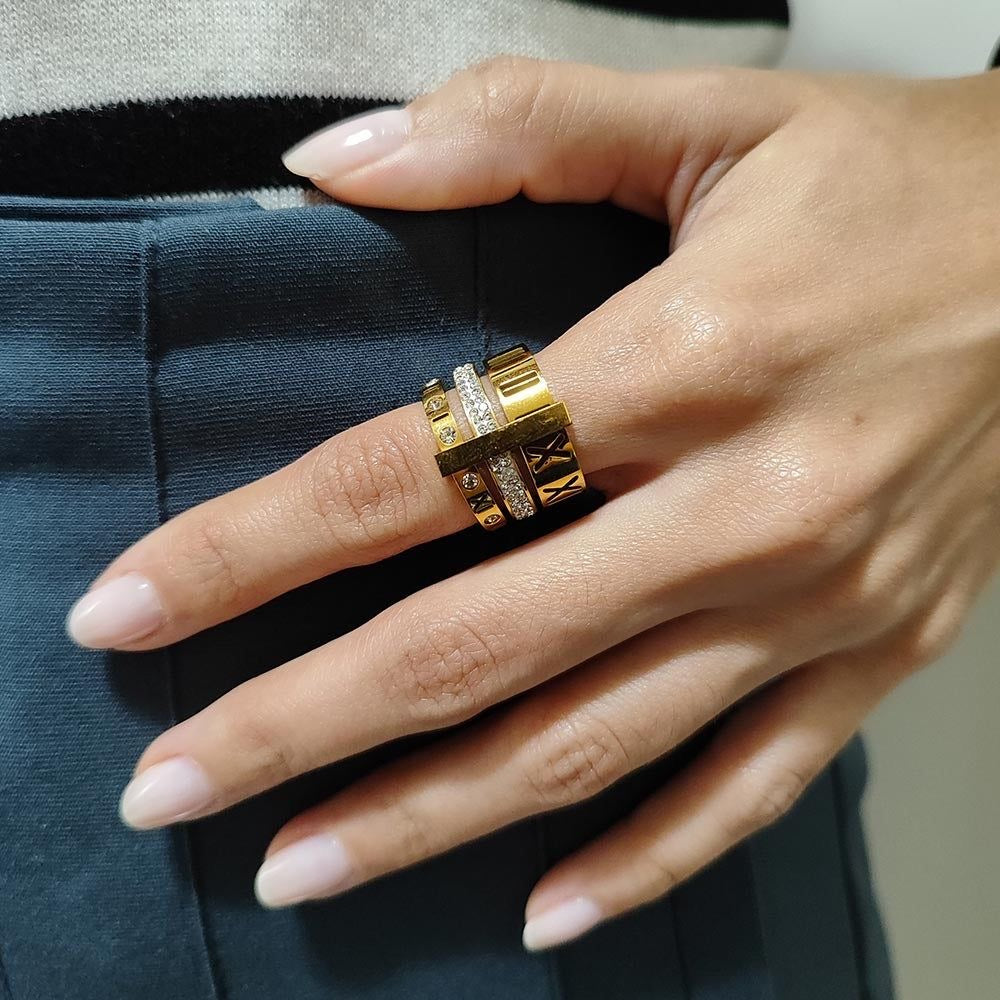 Roman Luxe Crystal Band Ring