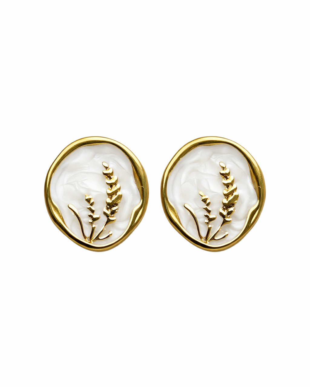 White Cameo Studs