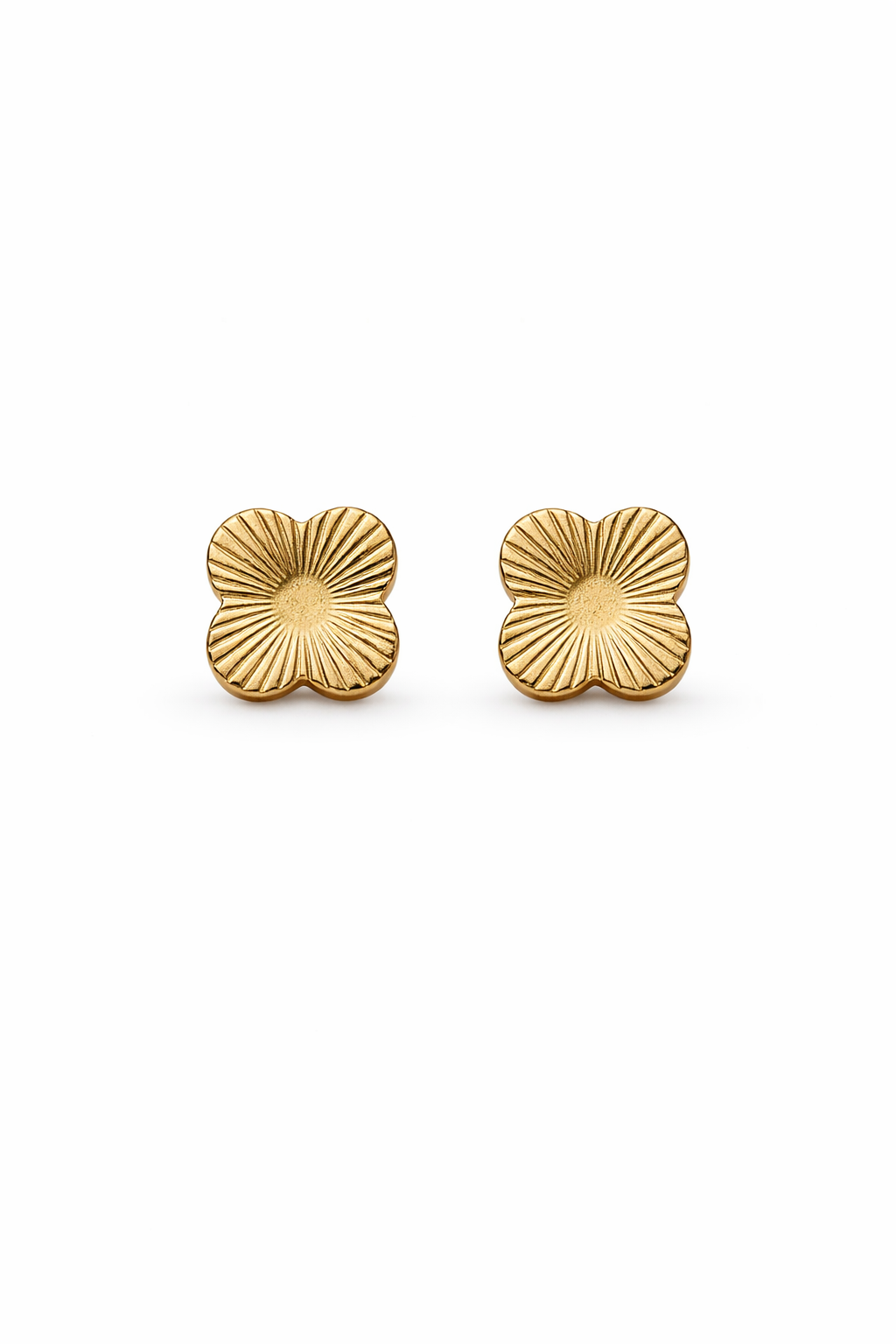 Textured Gold Flower Stud Earrings
