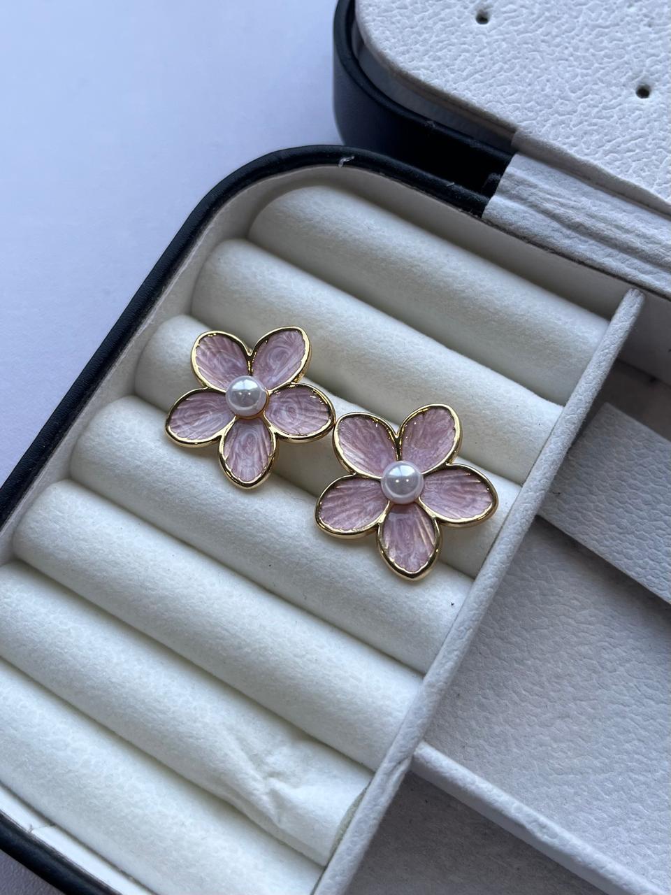 Pink Flower Studs