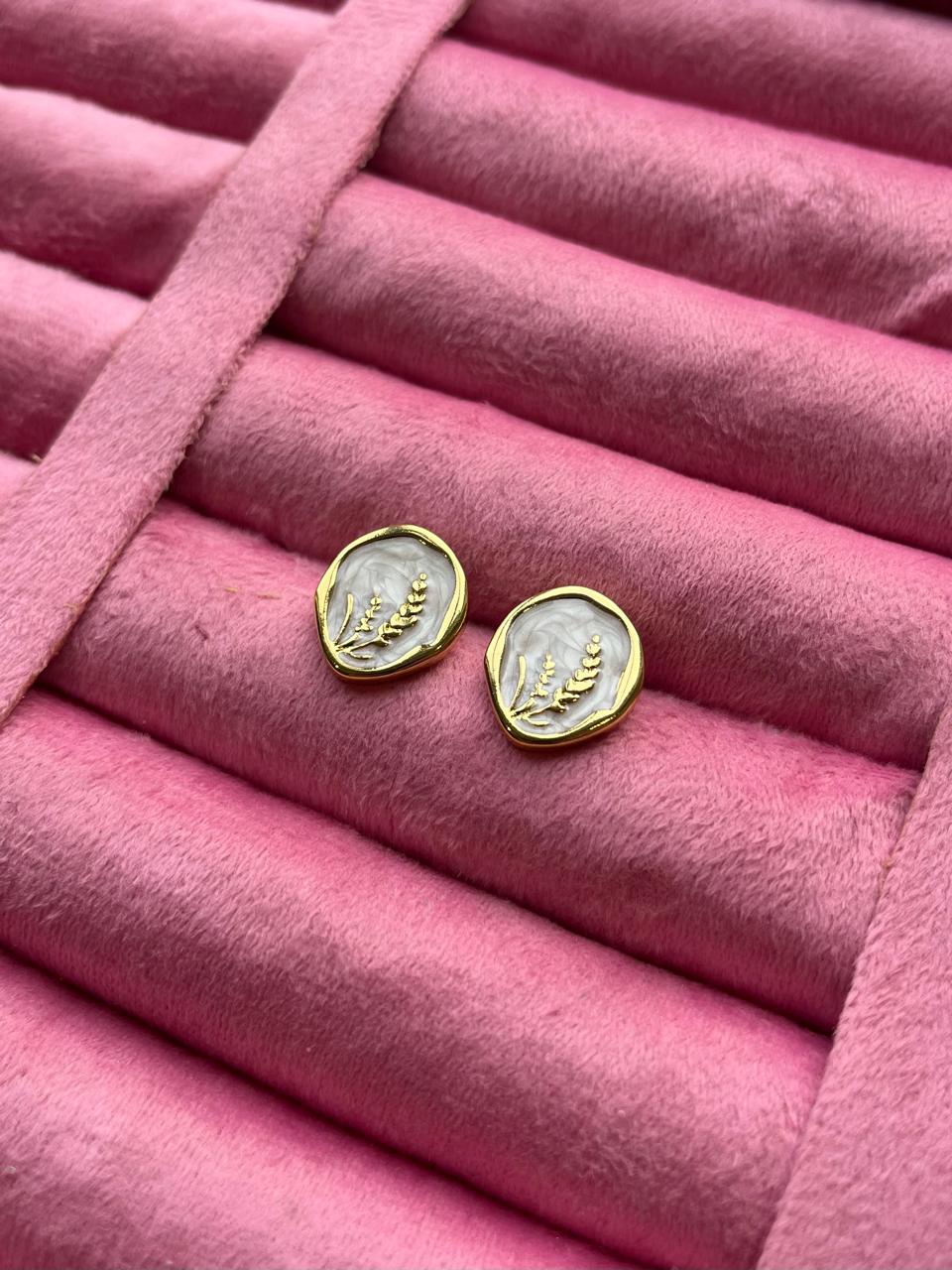 White Cameo Studs