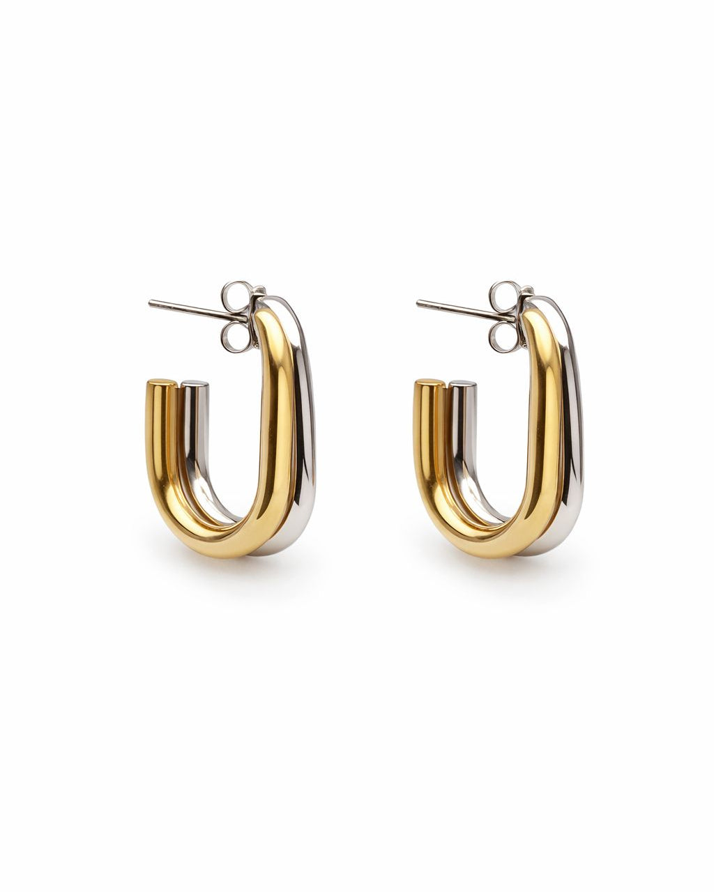 Dual Tone Hoop Earrings