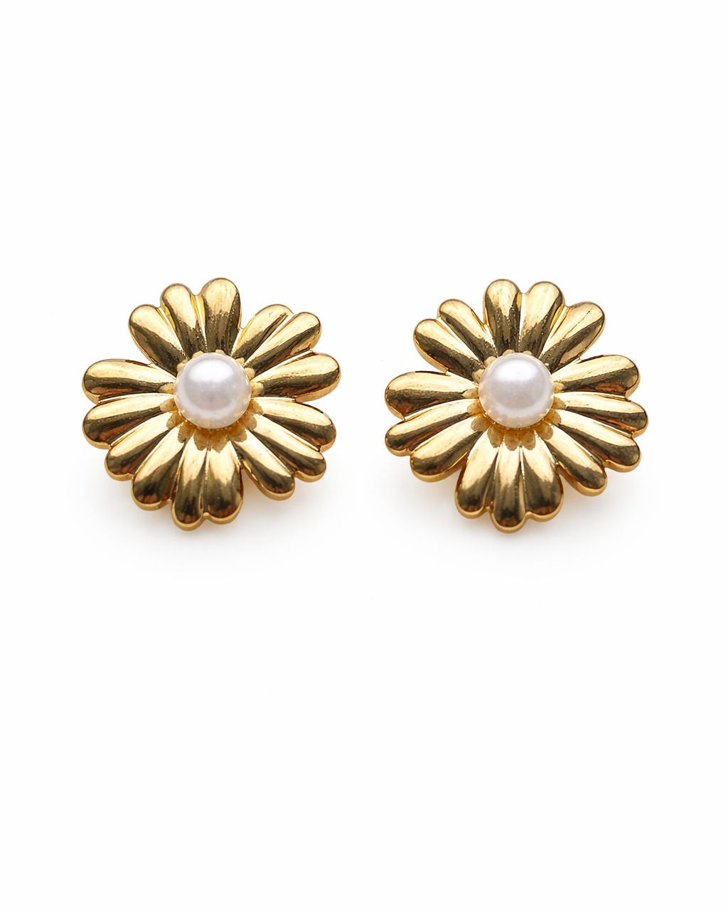 Golden Daisy Pearl Studs