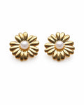 Golden Daisy Pearl Studs