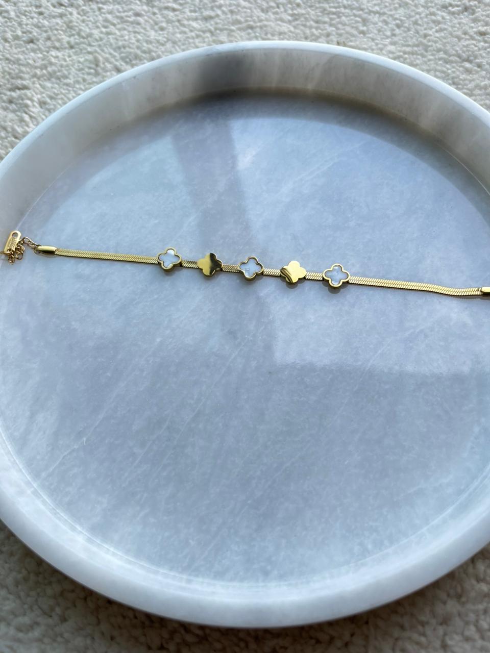 Golden Clover Charm Bracelet
