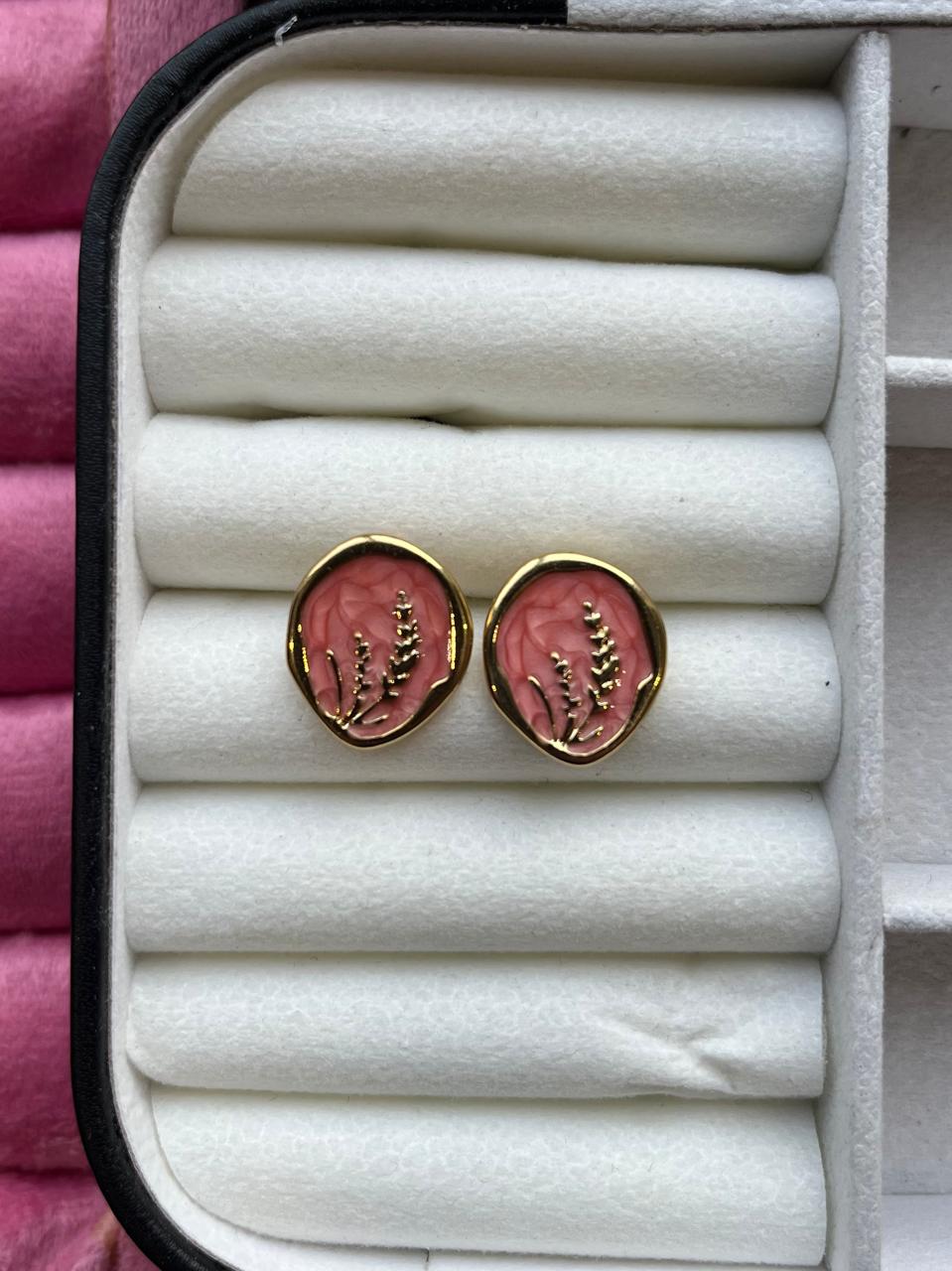 Pink Cameo Studs