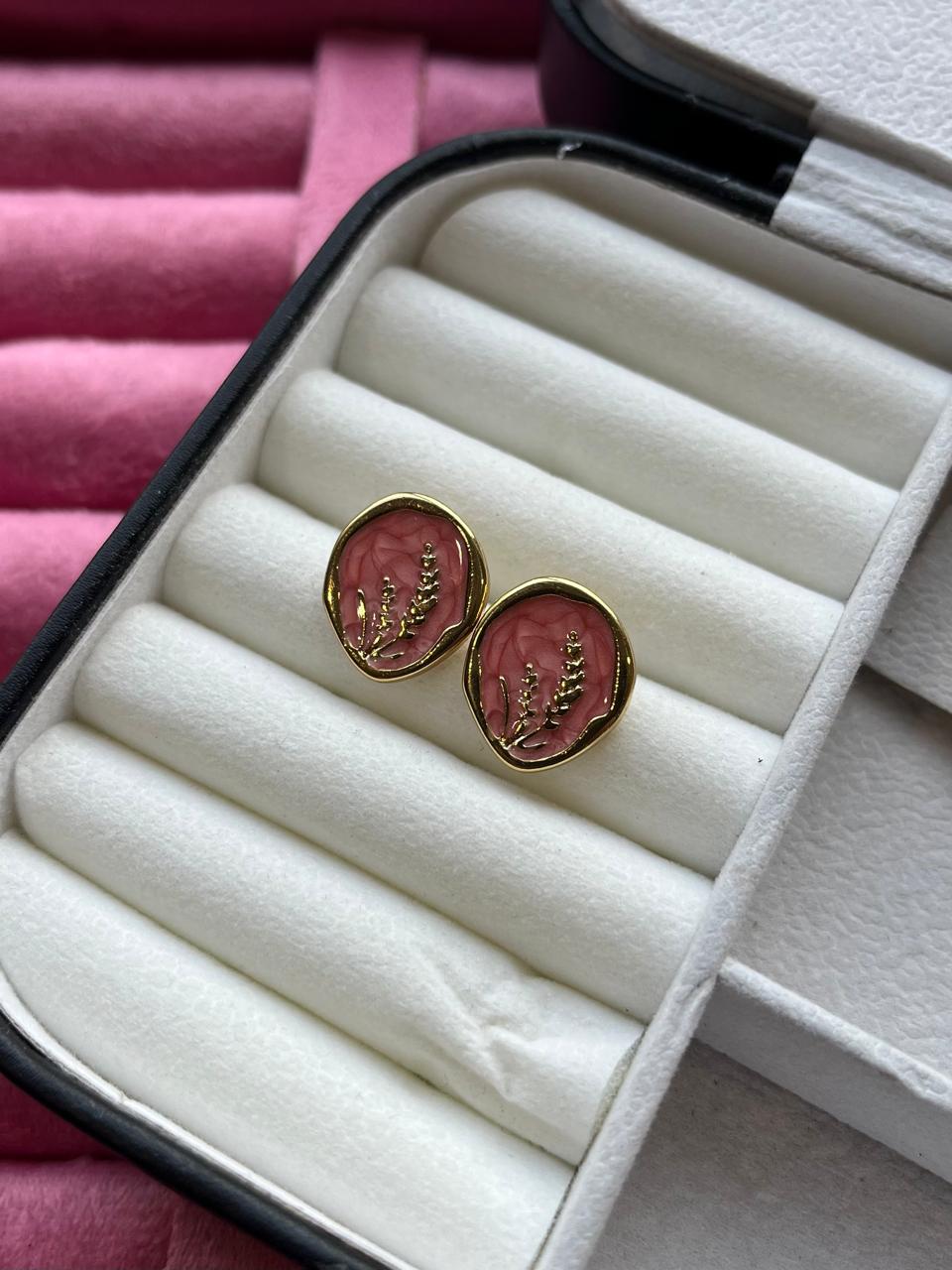 Pink Cameo Studs