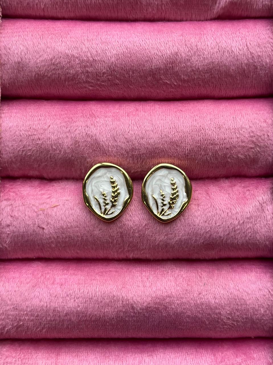 White Cameo Studs