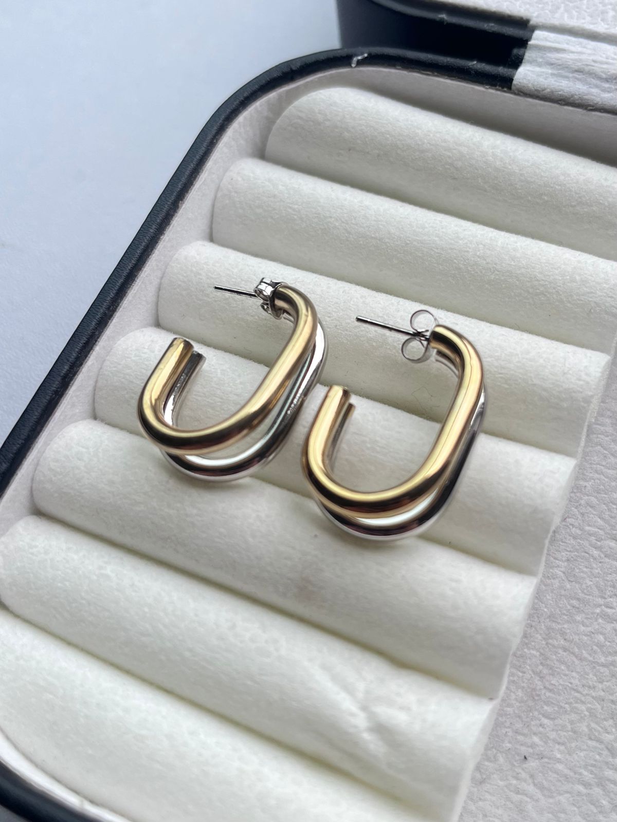 Dual Tone Hoop Earrings