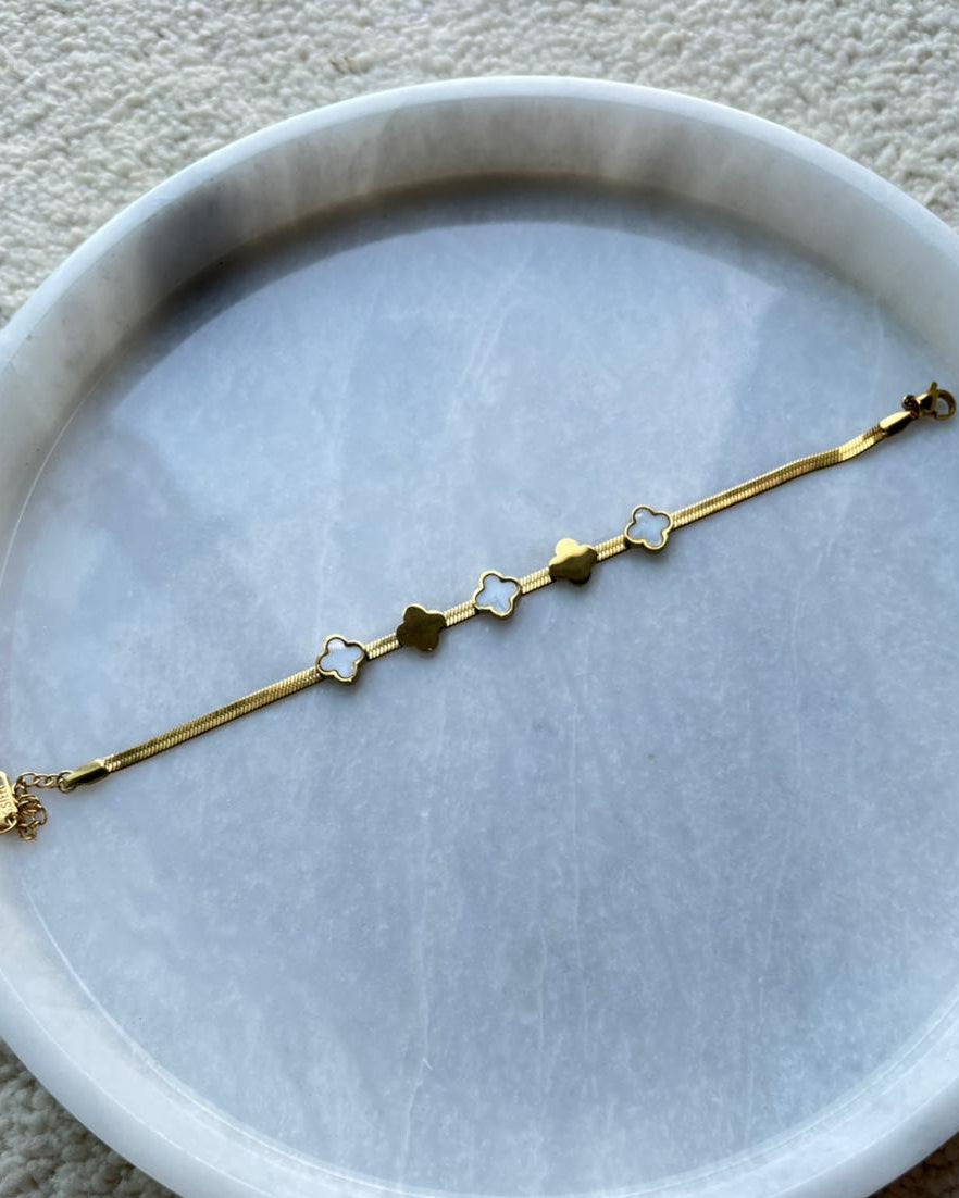 Golden Clover Charm Bracelet